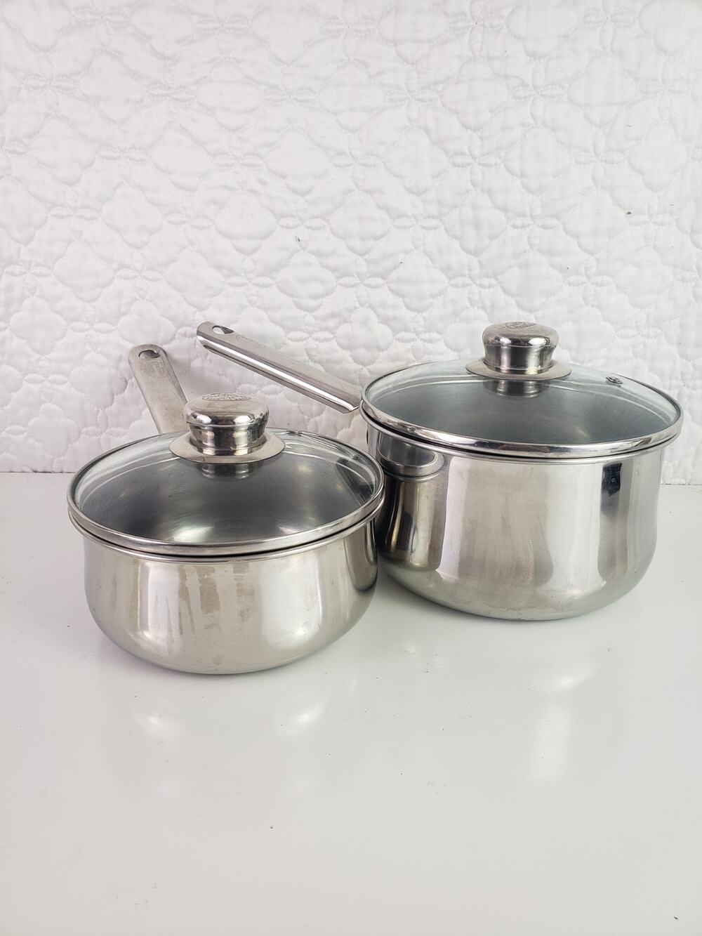 Revere Ware SX 01K Copper Bottom 1.5/ 2.5 Qt. Stainless Sauce Pan Lid Lot of 2